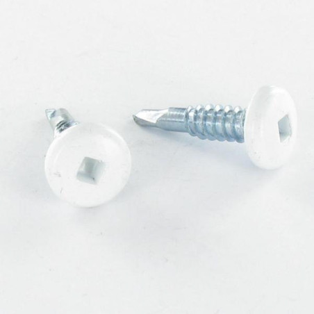 1 x Tornillo autoperforante cabeza cilíndrica EMPR cuadrado 4.2X19 Acero cincado blanco RAL9010 blanco puro