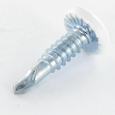 1 x Tornillo autoperforante cabeza cilíndrica EMPR cuadrado 4.2X19 Acero cincado blanco RAL9010 blanco puro