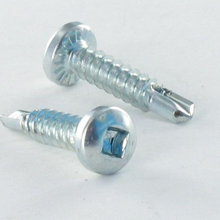 1 x Tornillo autoperforante cabeza cilíndrica EMPR cuadrada 4.8X25 Acero cincado blanco Huella cuadrada 2