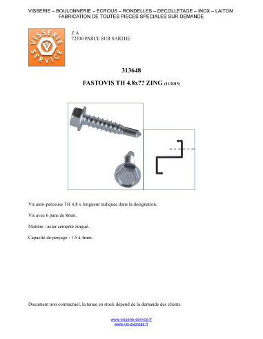 1 x FASTOVIS cabeza hexagonal 4.8X19 Acero...