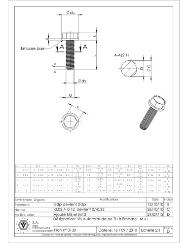 1 x Tornillo autorroscante cabeza hexagonal...