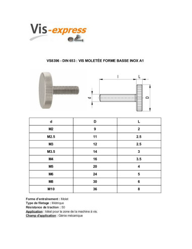 1 x Tornillo metales fresada baja Inoxidable A1...