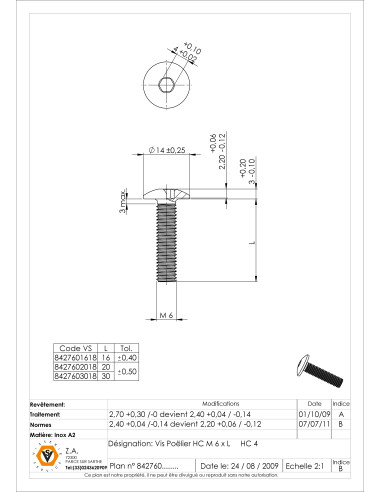 1 x Tornillo metales poelier cabeza redonda...