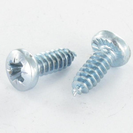 1 x Tornillo pvc cabeza abovedada ancha Pozi dentado 4.3X12 Autoperforante Varilla roscada 30 Acero cincado blanco
