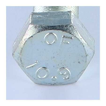 1 x Tornillo metales cabeza hexagonal M16X50 clase 10.9 roscado total paso fino paso de 150 Acero cincado blanco