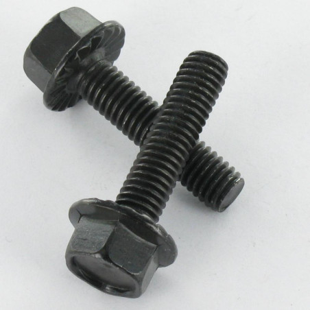 1 x Tornillo metales cabeza hexagonal M6X16 Acero cincado negro resalto reborde dentado