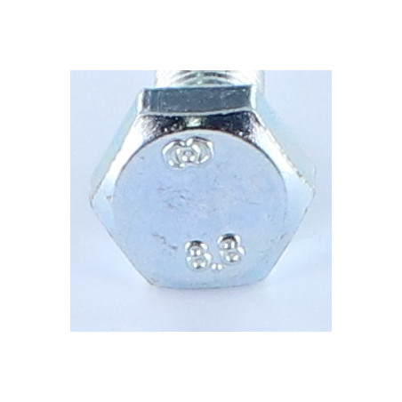 1 x Tornillo metales cabeza hexagonal M10X20 roscado total Clase 8.8 paso fino paso de 125 Acero cincado blanco