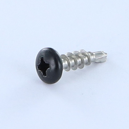 1 x Tornillo autoperforante cabeza cilíndrica Pozi HILO AGLO 5X18 Inoxidable A2 RAL9005 negro intenso