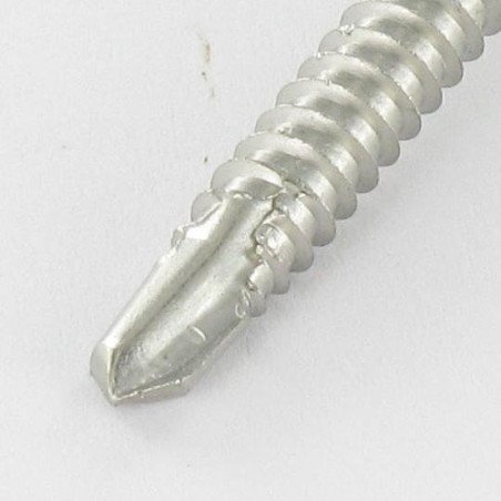 1 x Tornillo autoperforante cabeza hexagonal 6.3X40 Inoxidable A2 RAL9010 blanco puro
