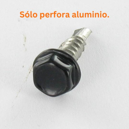 1 x Tornillo autoperforante cabeza hexagonal 4.2X16 Inoxidable A2 lacado negro RAL9005 negro intenso
