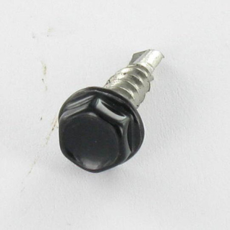 1 x Tornillo autoperforante cabeza hexagonal 6.3X40 Inoxidable A2 RAL9005 negro intenso
