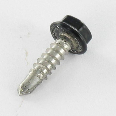 1 x Tornillo autoperforante cabeza hexagonal 6.3X40 Inoxidable A2 RAL9005 negro intenso