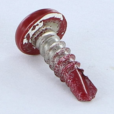 1 x Tornillo autoperforante Inoxidable A2 cabeza cilíndrica abombada Pozi 3.5X13 RAL3011 marrón rojizo ROU