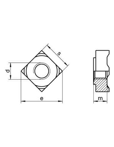 1 x Tuerca cuadrada para soldar M5 9X9X4.2...