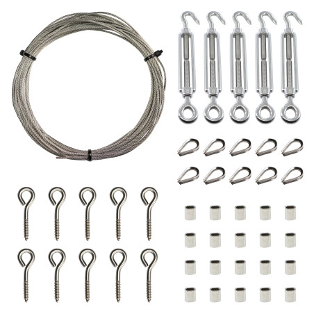1 x Kit de 30 metros de cable de acero inoxidable diámetro 2