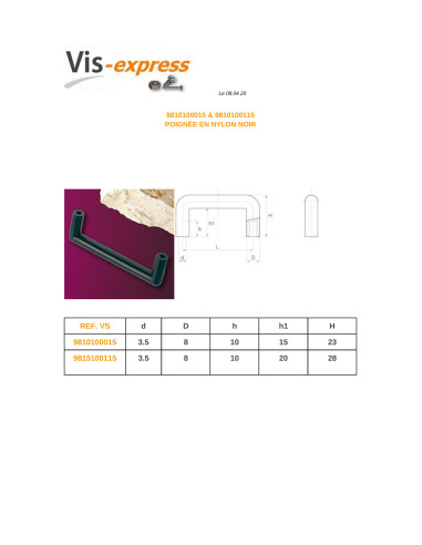 1 x MANEJAR nylon nero longitud 120