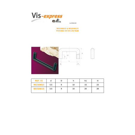 1 x MANEJAR nylon nero longitud 120