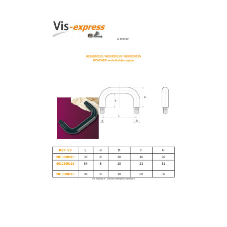 1 x MANEJAR APILABLES nylon nero longitud 96