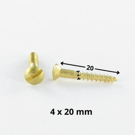 1 x Tornillo madera Latón cabeza fresada abombada ranura 4X20