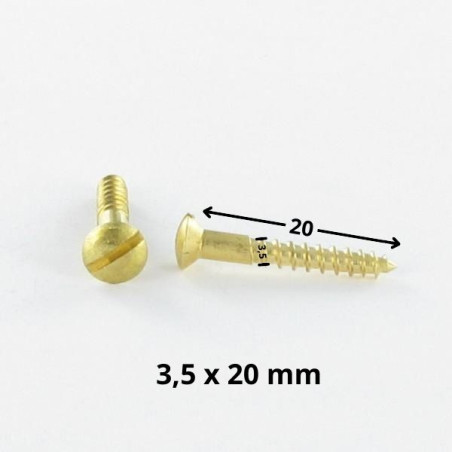 1 x Tornillo madera Latón cabeza fresada abombada ranura 3.5X20