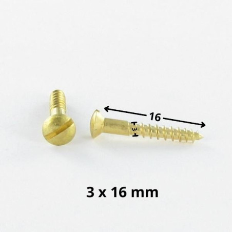 1 x Tornillo madera Latón cabeza fresada abombada ranura 3X16 microtornillo