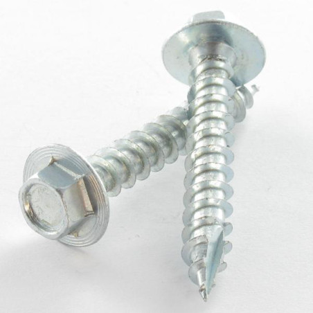 1 x Tornillos para madera TEKOR cabeza hexagonal resalto reborde 8X50 Acero cincado blanco cut punta antihendidura tipo 17