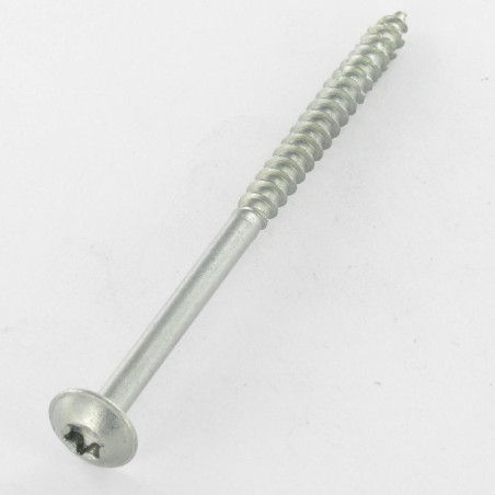 1 x Tornillo madera aglomerado poelier cabeza redonda ancha 7X90 roscado en 60 TORX T40 Acero cincado blanco