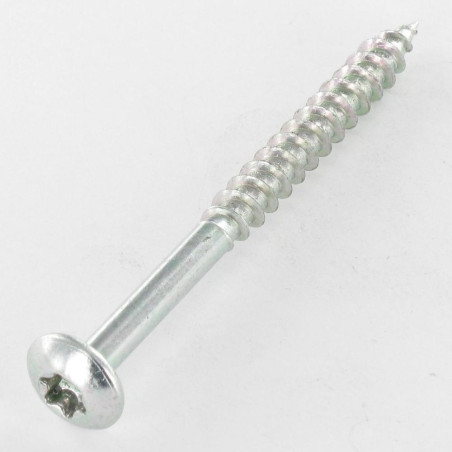 1 x Tornillo madera aglomerado poelier cabeza redonda ancha 7X100 roscado en 60 TORX T30 Acero cincado blanco 200 Horas