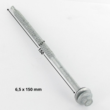 1 x Tornillo autoperforante cabeza hexagonal 6.5X150 Arandela fuerte resistencia a la corrosión Acero galvanizado en