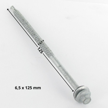 1 x Tornillo autoperforante cabeza hexagonal 6.5X125 Arandela fuerte resistencia a la corrosión Acero galvanizado en