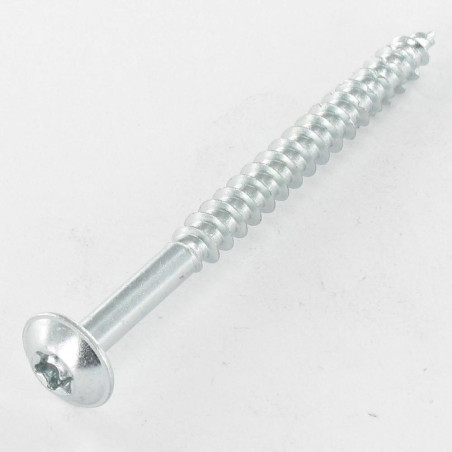 1 x Tornillo madera aglomerado poelier cabeza redonda ancha 6X90 roscado en 50 TORX T30 Acero cincado blanco 200 Horas
