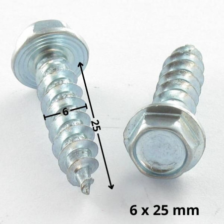 1 x Tornillo madera aglomerado cabeza hexagonal resalto reborde 6X25 Acero cincado blanco