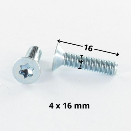 1 x Tornillo metales cabeza fresada/testa svasat TORX T20 M4X16 Acero cincado blanco