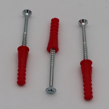 1 x EQUIPO 3 Taco rojo 9X39 con 3 Tornillo madera aglomerado