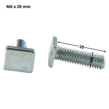 1 x Tornillo metales cabeza rectangular M6X20 9,5 x 12 x 2 Acero cincado blanco