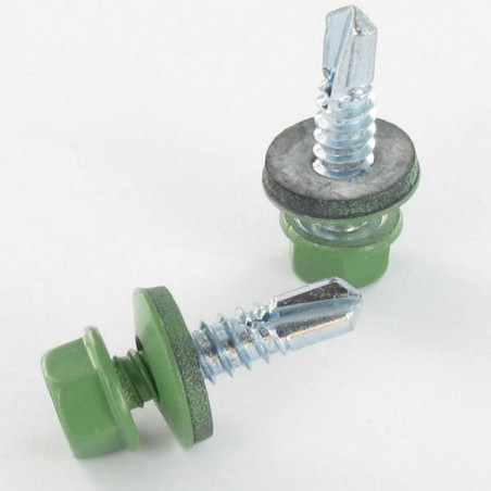 1 x Tornillo autoperforante cabeza hexagonal 5.5X25 Arandela de estanqueidad con junta de neopreno epdm Acero cincado