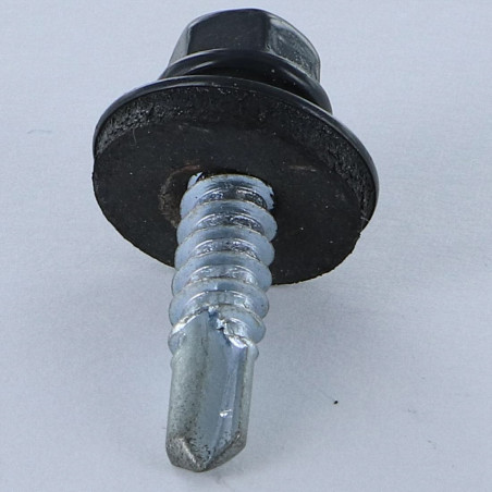 1 x Tornillo autoperforante cabeza hexagonal 5.5X25 Arandela de estanqueidad con junta de neopreno epdm Acero cincado