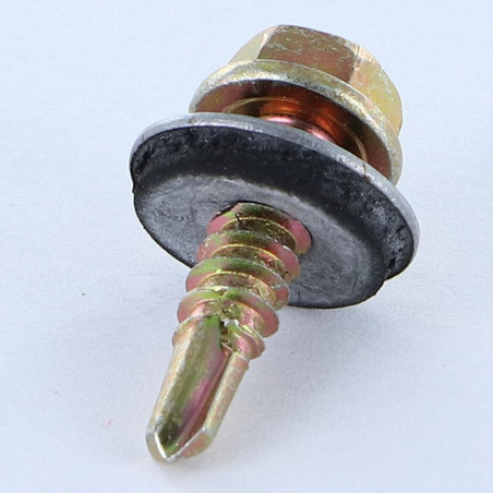 1 x Tornillo autoperforante cabeza hexagonal 4.8X19 Arandela de estanqueidad con junta de neopreno epdm Bicromato