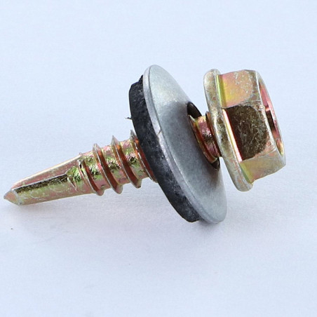 1 x Tornillo autoperforante cabeza hexagonal 4.8X19 Arandela de estanqueidad con junta de neopreno epdm Bicromato