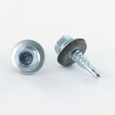 1 x Tornillo autoperforante cabeza hexagonal 4.8X19 Arandela de estanqueidad con junta de neopreno epdm Acero cincado
