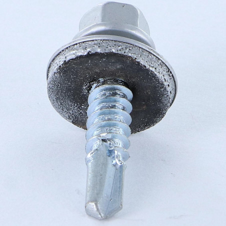 1 x Tornillo autoperforante cabeza hexagonal 5.5X25 Arandela de estanqueidad con junta de neopreno epdm Acero cincado