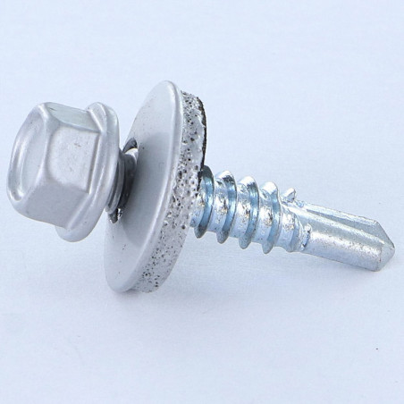 1 x Tornillo autoperforante cabeza hexagonal 5.5X25 Arandela de estanqueidad con junta de neopreno epdm Acero cincado