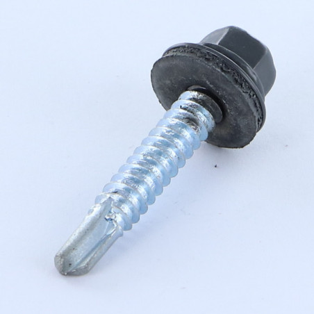 1 x Tornillo autoperforante cabeza hexagonal 6.3X38 Arandela de estanqueidad con junta de neopreno epdm Acero cincado