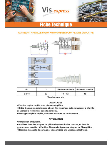 1 x Taco Nylon MÁQUINA AUTOTALADRADORA LÁMINA...