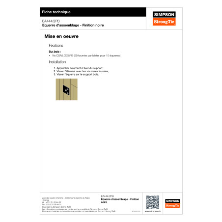 1 x Escuadra SIMPSON Strong Tie 40X40X40 grosor 2 RAL9005 negro intenso