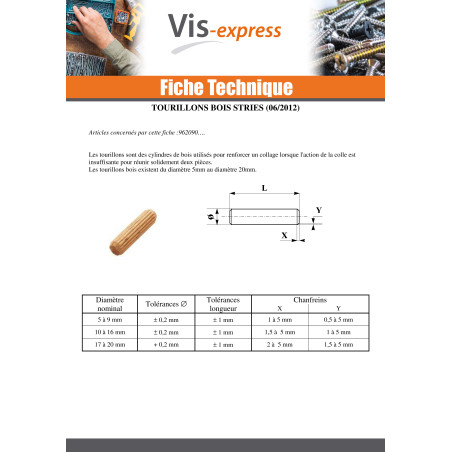 1 x Espigas madera STRIE 10X35