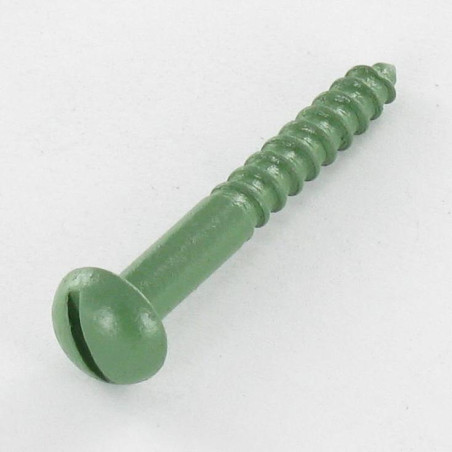 1 x Tornillo madera cabeza redonda ranura 4X30 Acero cincado blanco LAQ Verde RAL6011 verde reseda