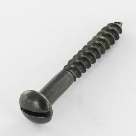 1 x Tornillo madera cabeza redonda ranura 5X40 Acero cincado negro