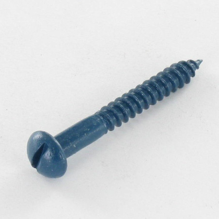 1 x Tornillo madera cabeza redonda ranura 4X30 Acero cincado blanco LAQ azul RAL5009