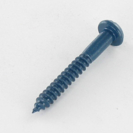 1 x Tornillo madera cabeza redonda ranura 4X30 Acero cincado blanco LAQ azul RAL5009